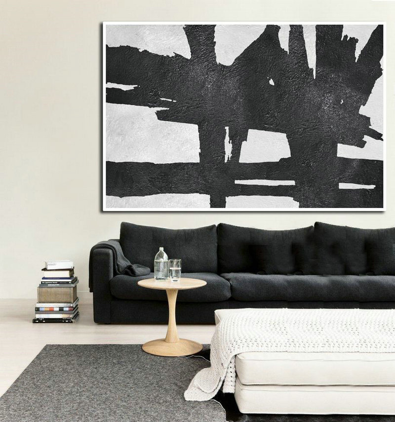 Abstract Oil Painting,Oversized Horizontal Minimal Art On Canvas - Modern Wall Decor